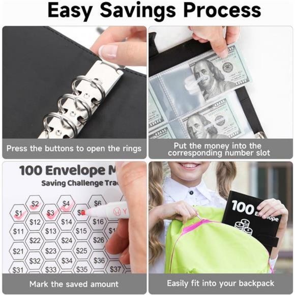 100 Envelopes Money Saving Challenge Laminated Budgeting Planning Tracker - Picture 7 of 8